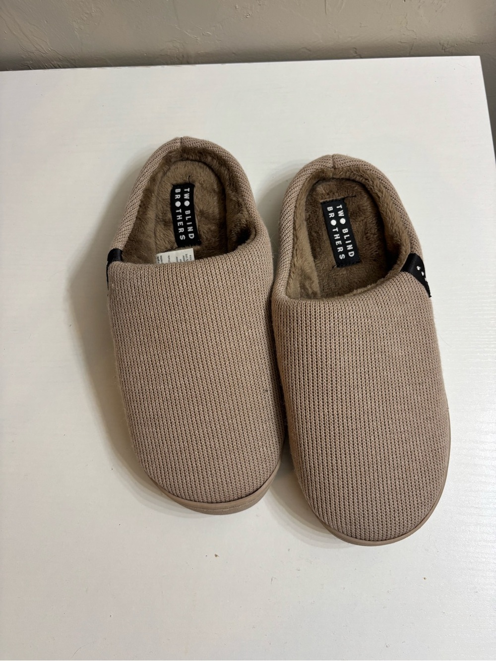 Two Blind Brothers Cozy Sweater Slipper Slides Light Khaki